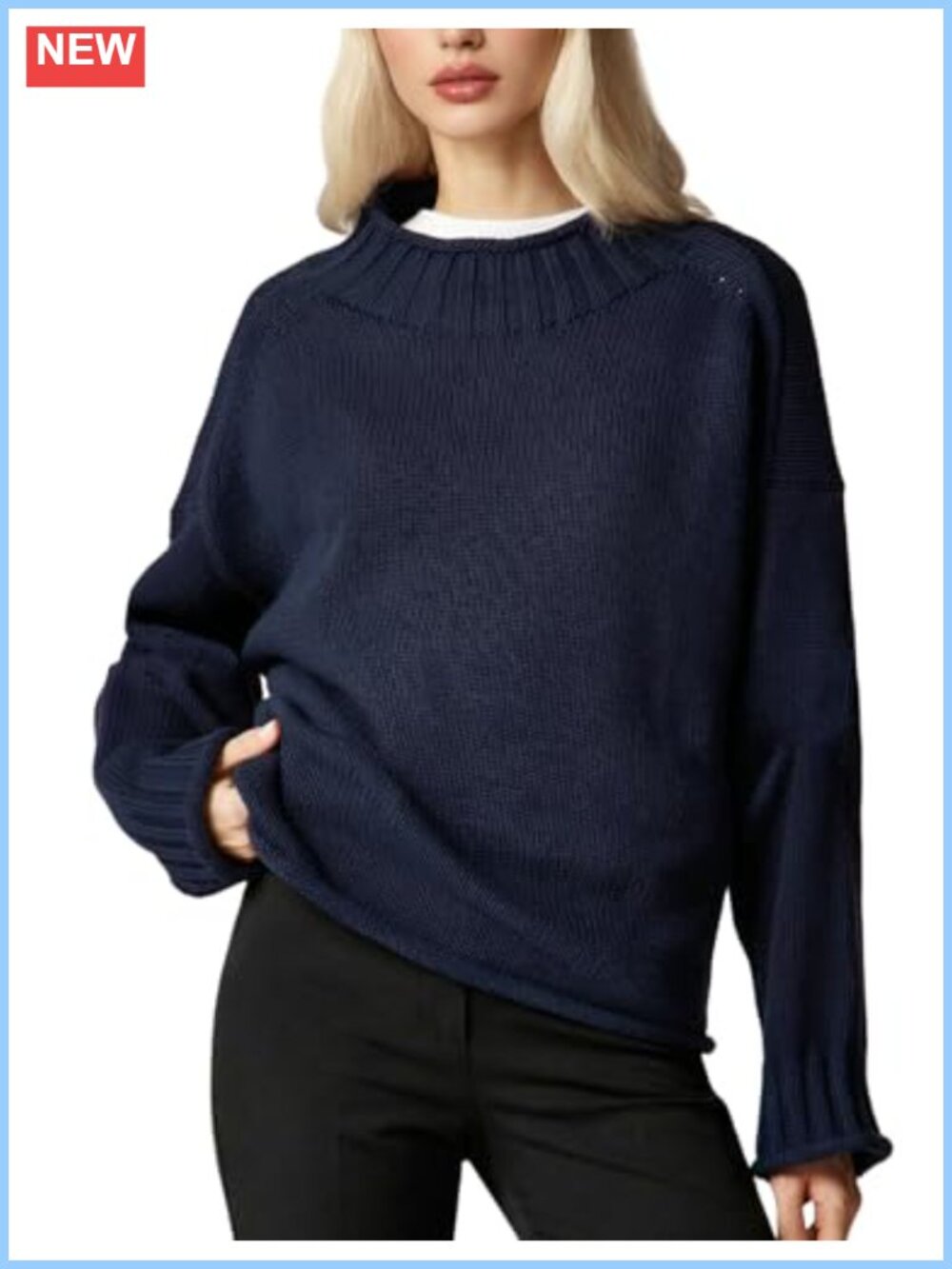 Oversized Rollneck Cable Knit Sweater Long Sleeve Pullover Women's